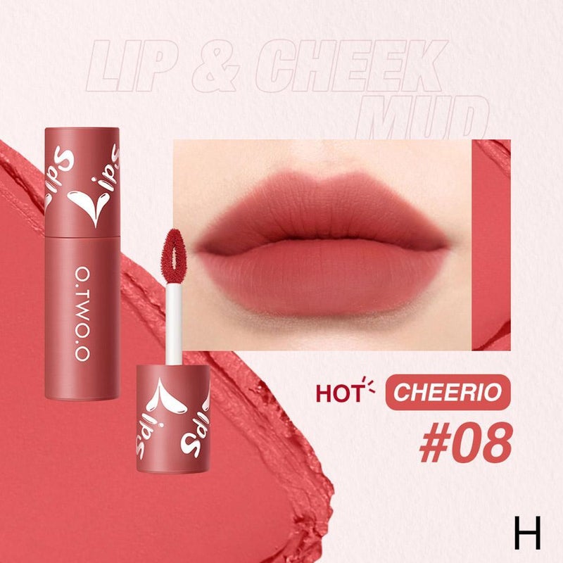O.TWO.O Lip Mud, Matte Finish, Dual-Use Lip & Cheek Powder, Airy Lip Gloss, Non-Transferable Lip Tint
